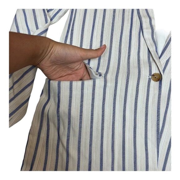 Banana Republic Boyfriend Blue Stripe Blazer Single Button Layer Work - Picture 6 of 12